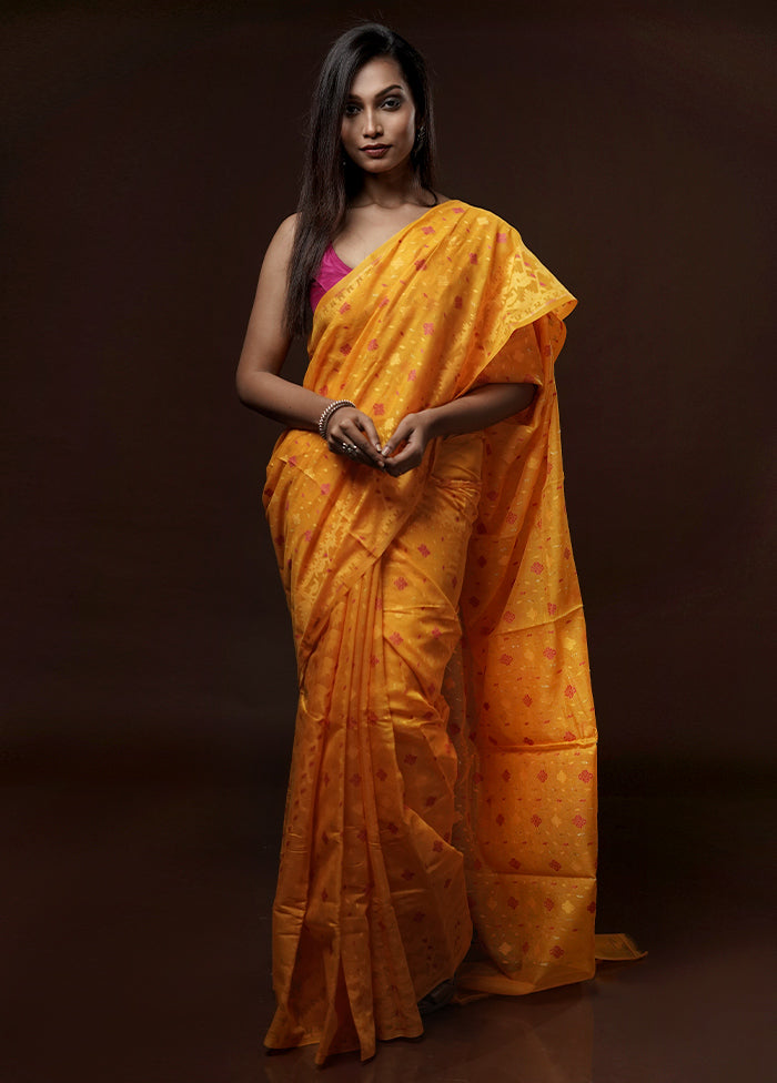 Yellow Cotton Saree With Blouse Piece - Indian Silk House Agencies