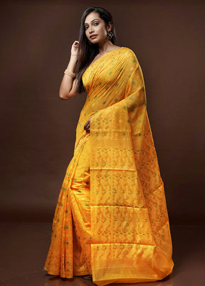 Yellow Cotton Saree With Blouse Piece - Indian Silk House Agencies