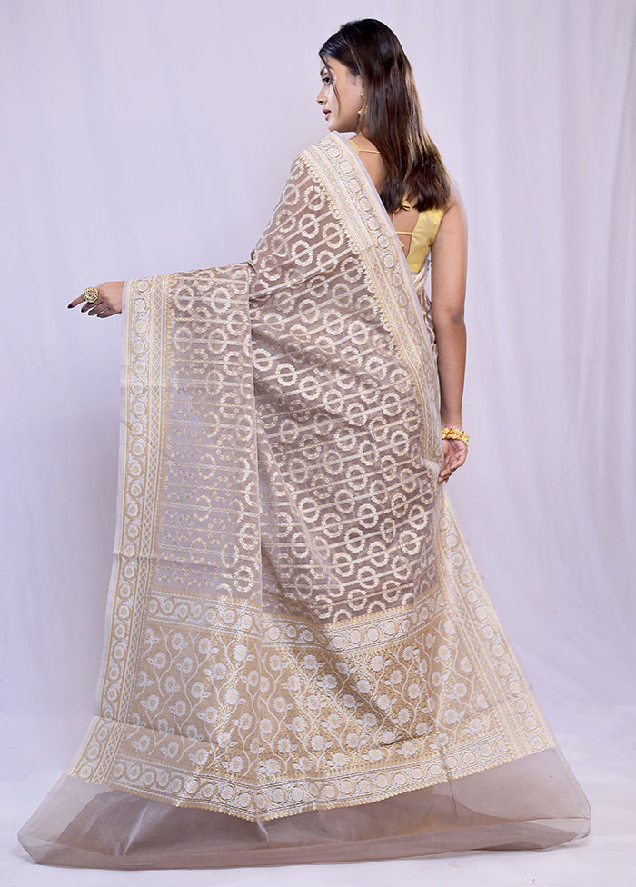 Grey Kora Silk Saree With Blouse Piece - Indian Silk House Agencies