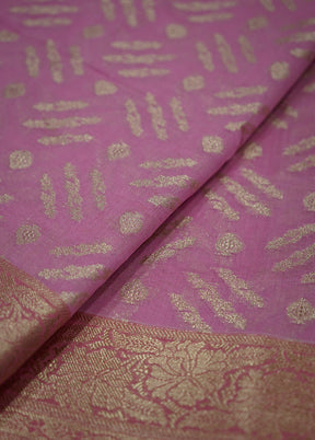 Pink Kora Silk Saree With Blouse Piece - Indian Silk House Agencies