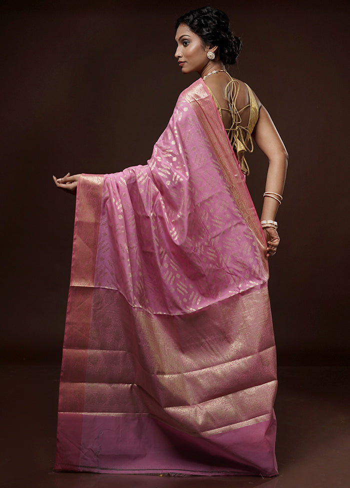 Pink Kora Silk Saree With Blouse Piece - Indian Silk House Agencies