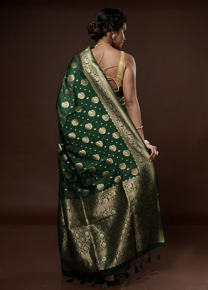 Green Dupion Silk Saree With Blouse Piece - Indian Silk House Agencies