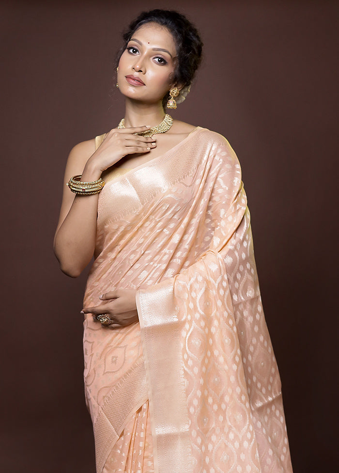 Pink Kora Silk Saree With Blouse Piece