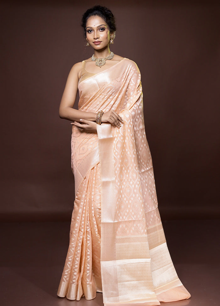 Pink Kora Silk Saree With Blouse Piece