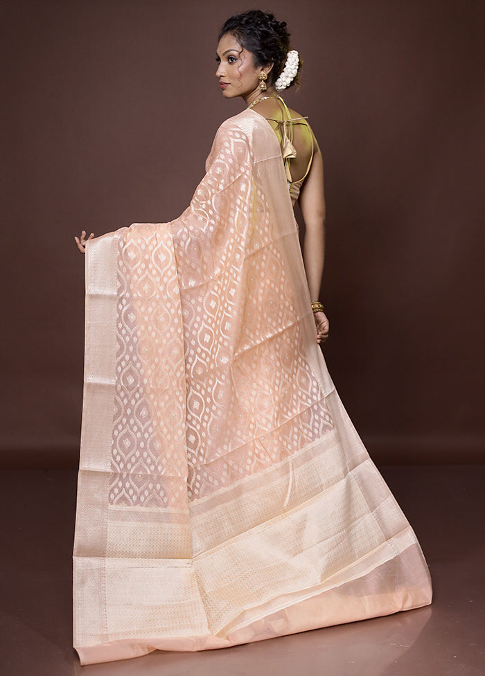 Pink Kora Silk Saree With Blouse Piece