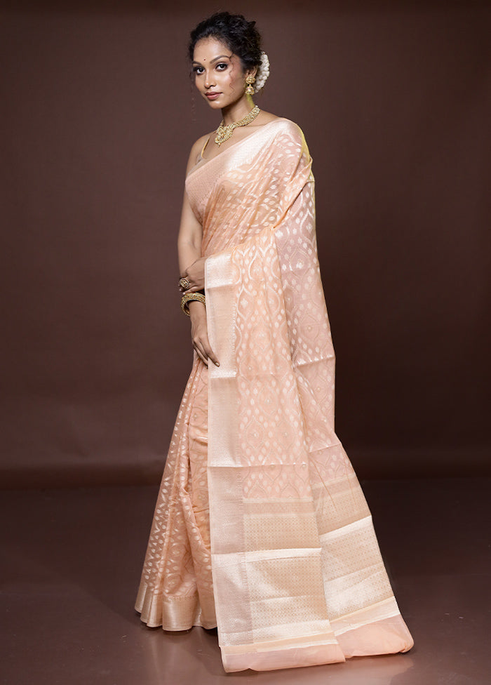 Pink Kora Silk Saree With Blouse Piece