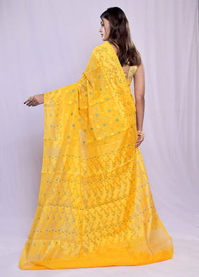 Yellow Cotton Saree With Blouse Piece - Indian Silk House Agencies