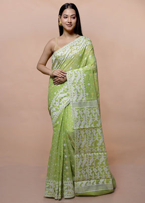 Green Cotton Saree With Blouse Piece - Indian Silk House Agencies