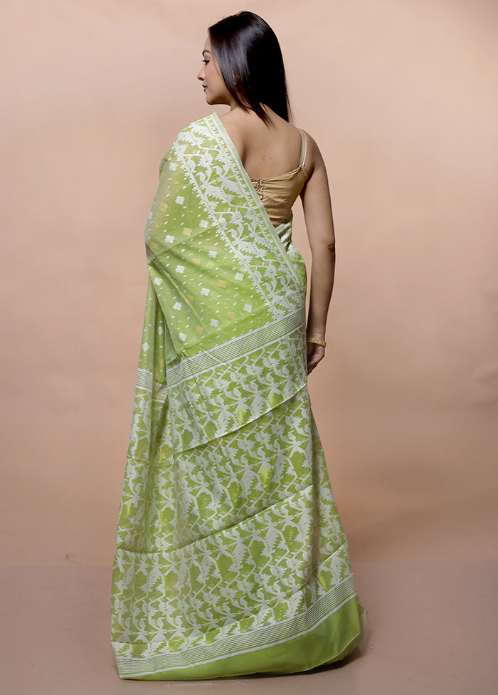 Green Cotton Saree With Blouse Piece - Indian Silk House Agencies