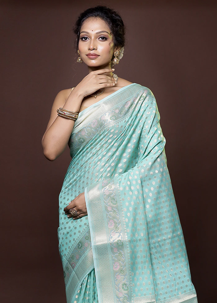 Green Kora Silk Saree With Blouse Piece