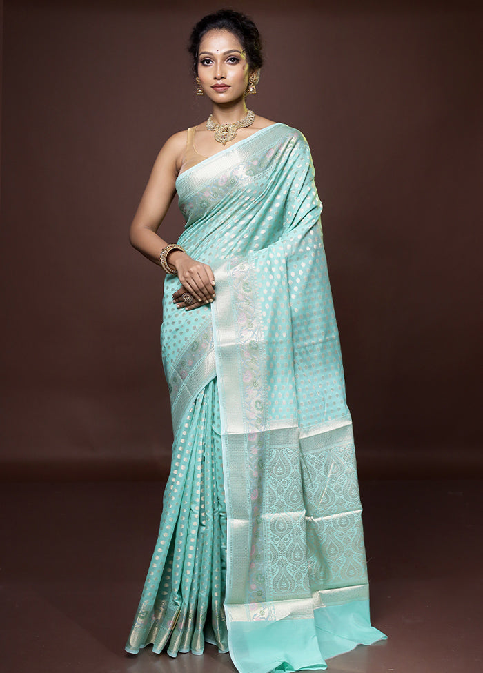 Green Kora Silk Saree With Blouse Piece