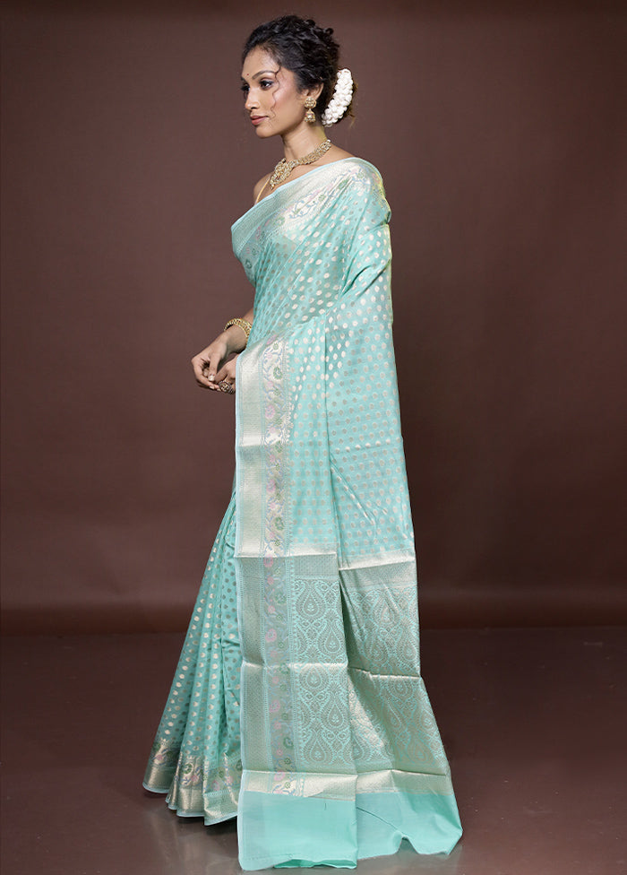 Green Kora Silk Saree With Blouse Piece