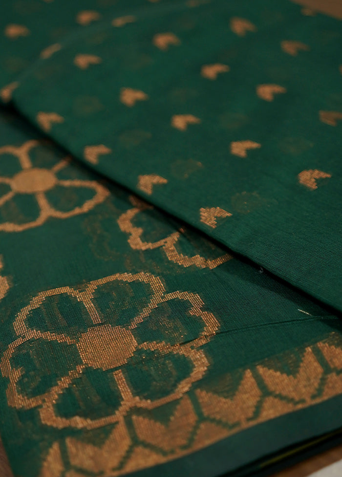 Green Kora Silk Saree With Blouse Piece - Indian Silk House Agencies