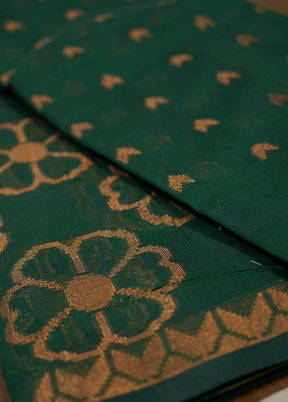 Green Kora Silk Saree With Blouse Piece - Indian Silk House Agencies