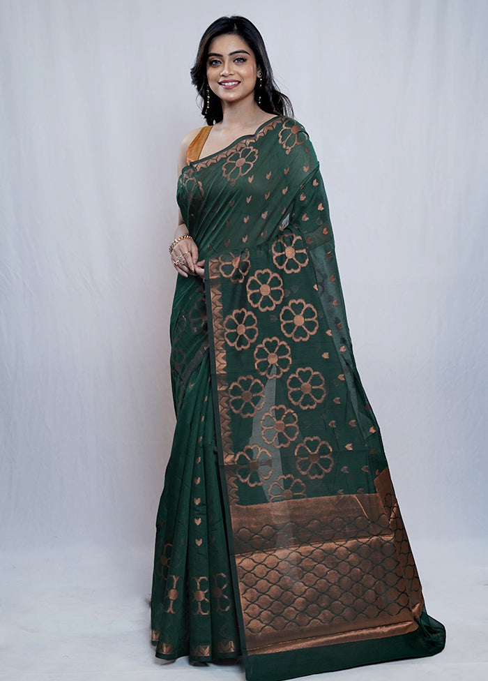 Green Kora Silk Saree With Blouse Piece - Indian Silk House Agencies