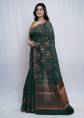 Green Kora Silk Saree With Blouse Piece - Indian Silk House Agencies