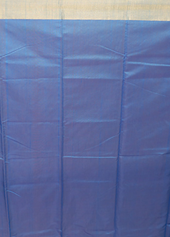 Blue Chanderi Silk Saree With Blouse Piece