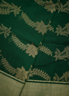 Green Chanderi Pure Cotton Saree With Blouse Piece - Indian Silk House Agencies