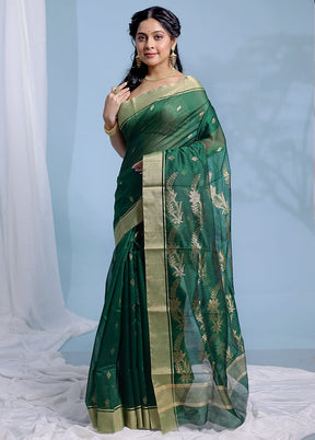 Green Chanderi Pure Cotton Saree With Blouse Piece - Indian Silk House Agencies