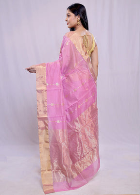 Pink Chanderi Cotton Saree With Blouse Piece - Indian Silk House Agencies