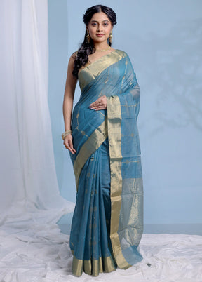 Green Chanderi Cotton Saree With Blouse Piece - Indian Silk House Agencies