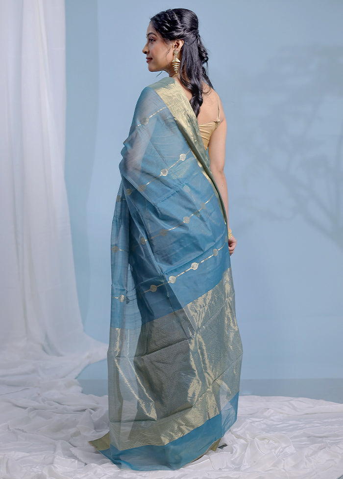 Green Chanderi Cotton Saree With Blouse Piece - Indian Silk House Agencies