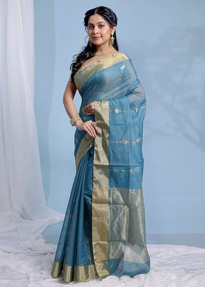 Green Chanderi Cotton Saree With Blouse Piece - Indian Silk House Agencies