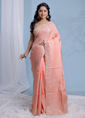 Peach Pure Organza Saree With Blouse Piece - Indian Silk House Agencies