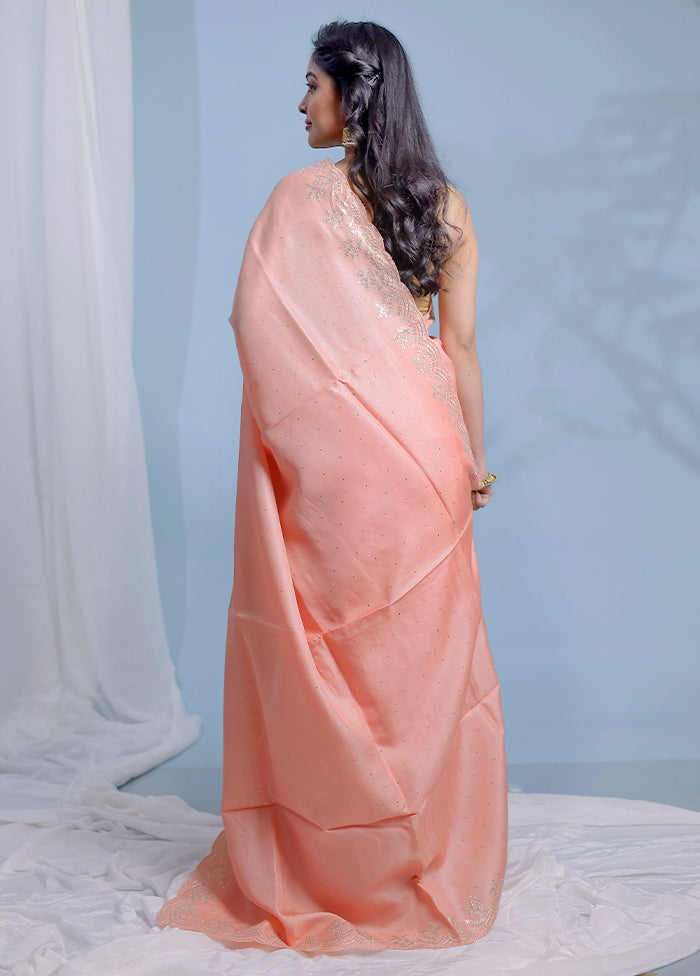 Peach Pure Organza Saree With Blouse Piece - Indian Silk House Agencies