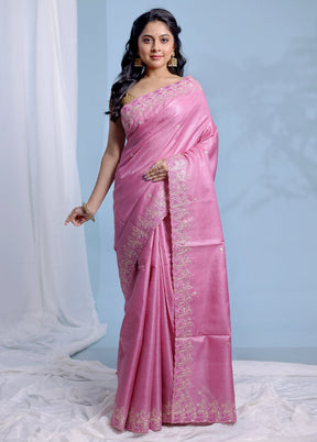 Pink Pure Organza Saree With Blouse Piece - Indian Silk House Agencies