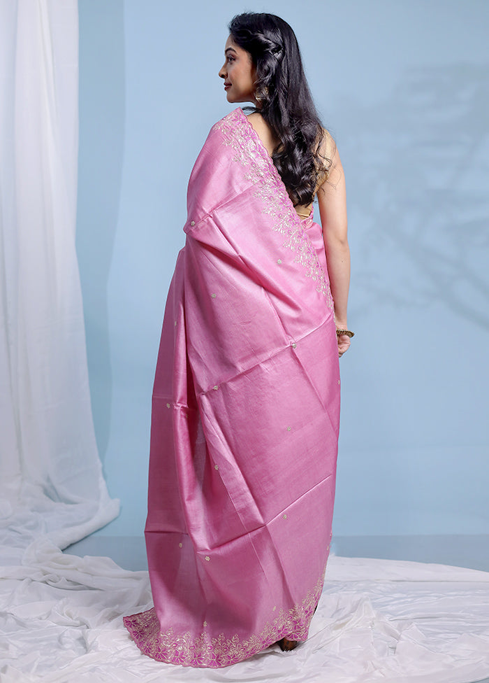 Pink Pure Organza Saree With Blouse Piece - Indian Silk House Agencies