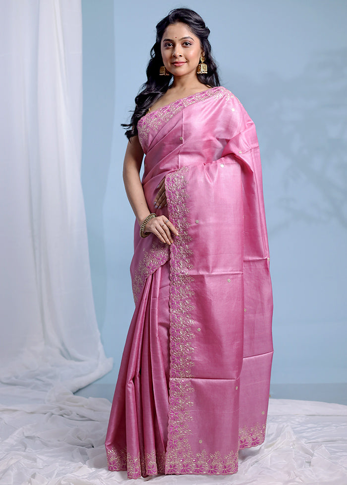 Pink Pure Organza Saree With Blouse Piece - Indian Silk House Agencies