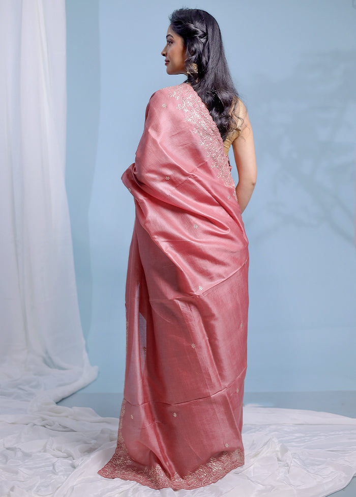 Pink Pure Organza Saree With Blouse Piece - Indian Silk House Agencies