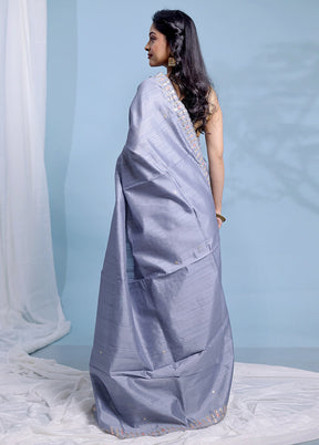 Grey Organza Saree With Blouse Piece - Indian Silk House Agencies