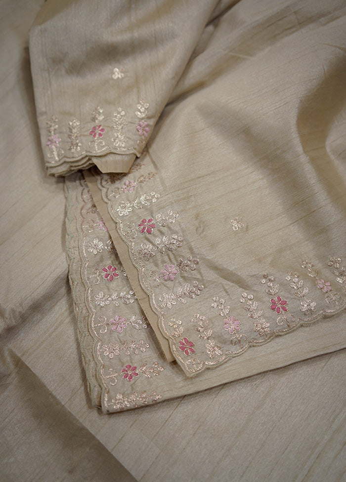 Cream Organza Saree With Blouse Piece - Indian Silk House Agencies