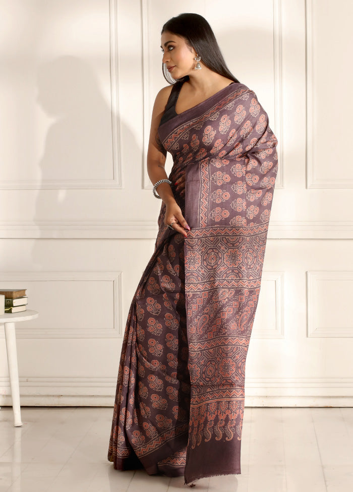 Purple Tussar Pure Silk Saree With Blouse Piece - Indian Silk House Agencies