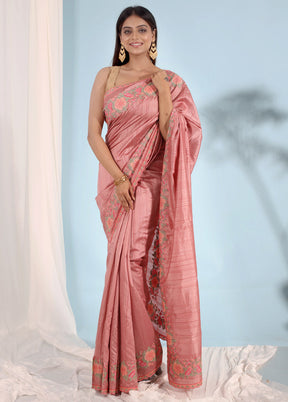 Pink Organza Saree With Blouse Piece - Indian Silk House Agencies