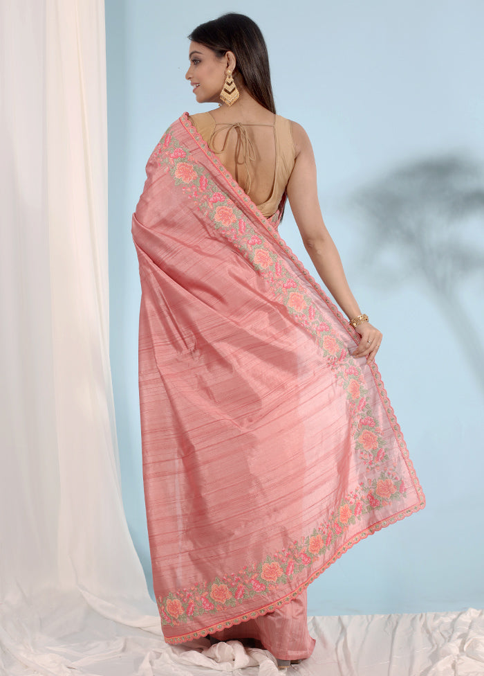 Pink Organza Saree With Blouse Piece - Indian Silk House Agencies