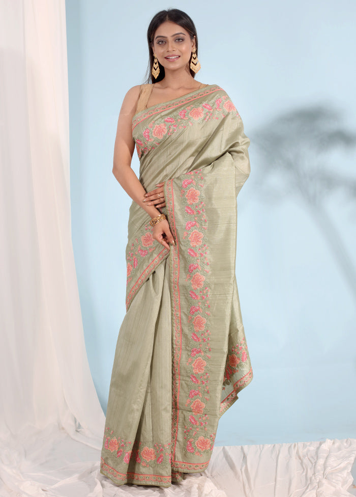 Green Organza Saree With Blouse Piece - Indian Silk House Agencies