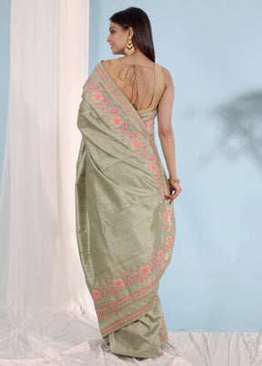 Green Organza Saree With Blouse Piece - Indian Silk House Agencies