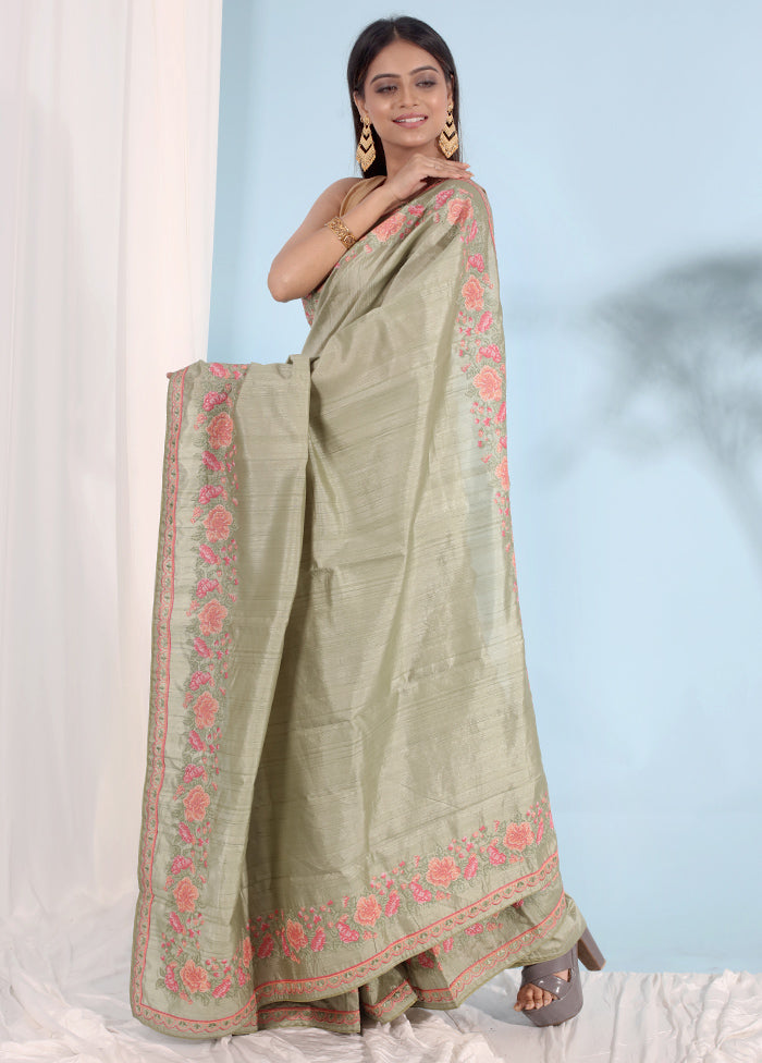 Green Organza Saree With Blouse Piece - Indian Silk House Agencies