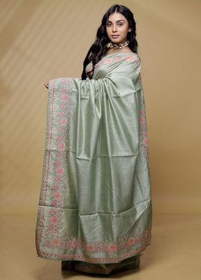 Green Organza Saree With Blouse Piece