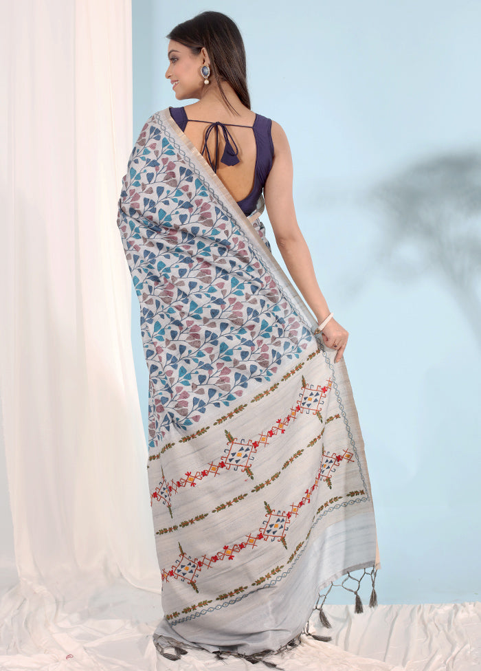 Cream Organza Saree With Blouse Piece - Indian Silk House Agencies