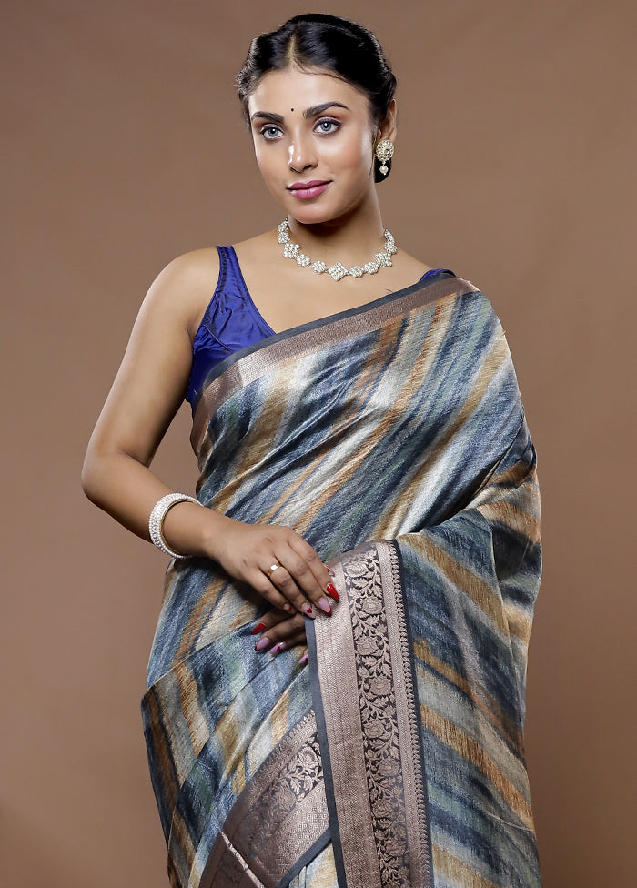 Multicolor Dupion Silk Saree With Blouse Piece - Indian Silk House Agencies