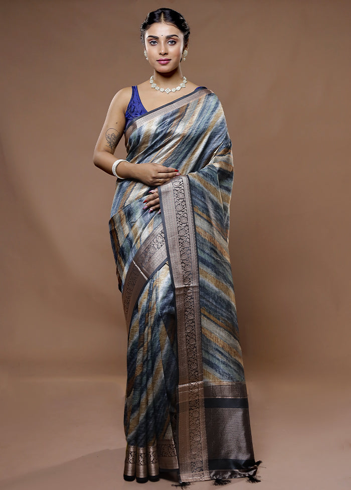 Multicolor Dupion Silk Saree With Blouse Piece - Indian Silk House Agencies