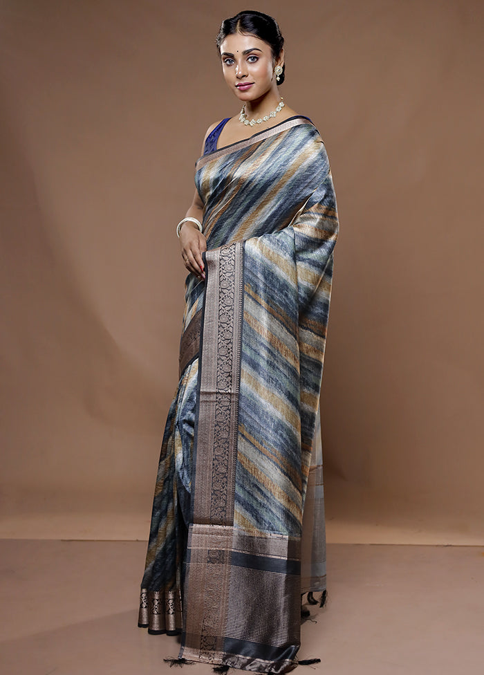 Multicolor Dupion Silk Saree With Blouse Piece - Indian Silk House Agencies