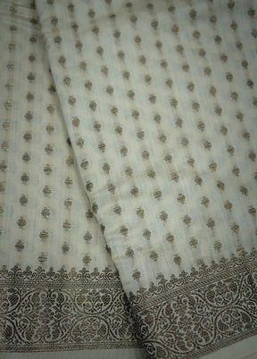 Cream Dupion Silk Saree With Blouse Piece - Indian Silk House Agencies