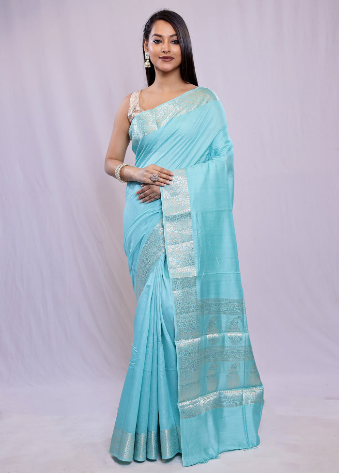 Green Tussar Pure Silk Saree With Blouse Piece - Indian Silk House Agencies