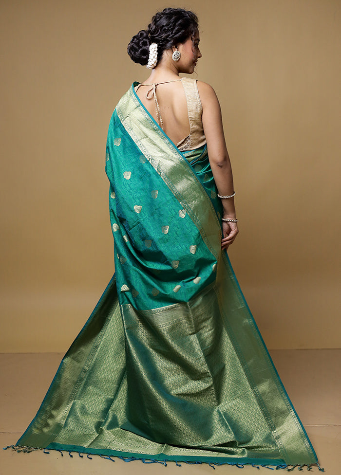 Green Kanjivaram Silk Saree With Blouse Piece