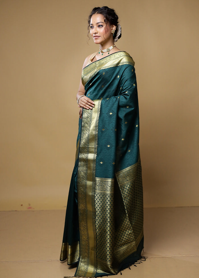 Green Kanjivaram Silk Saree With Blouse Piece